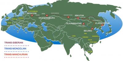 Pekino į Maskvą traukinio maršruto žemėlapį