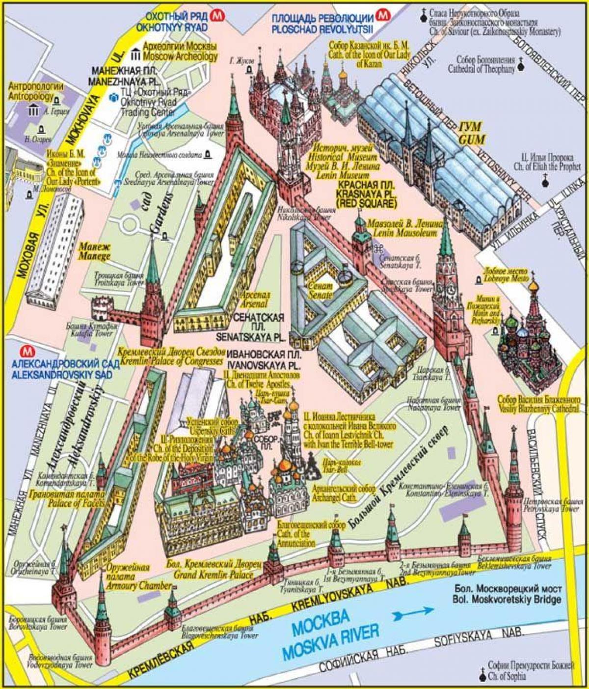 Raudonojoje Aikštėje Maskvoje žemėlapyje