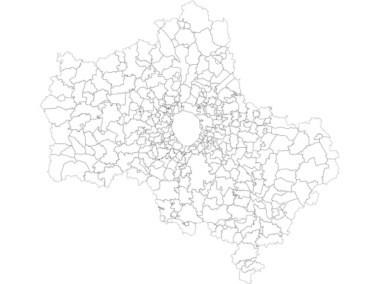 Moskva savivaldybių žemėlapis