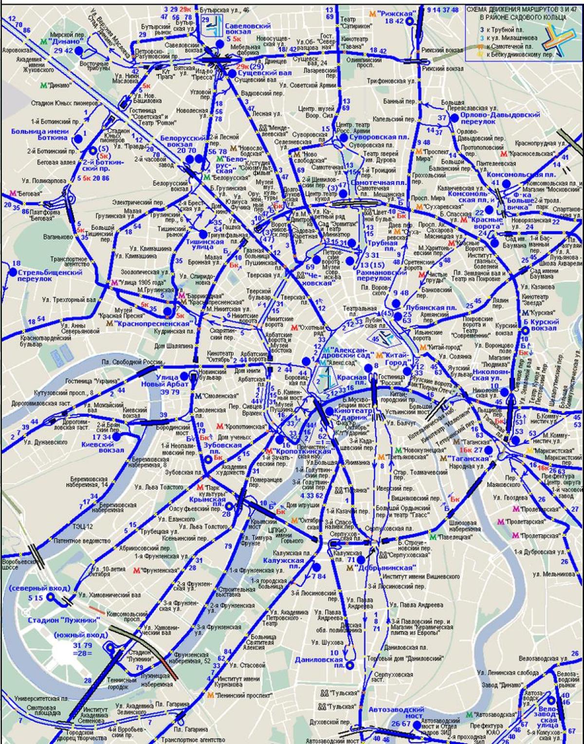 žemėlapis Maskvos troleibusų