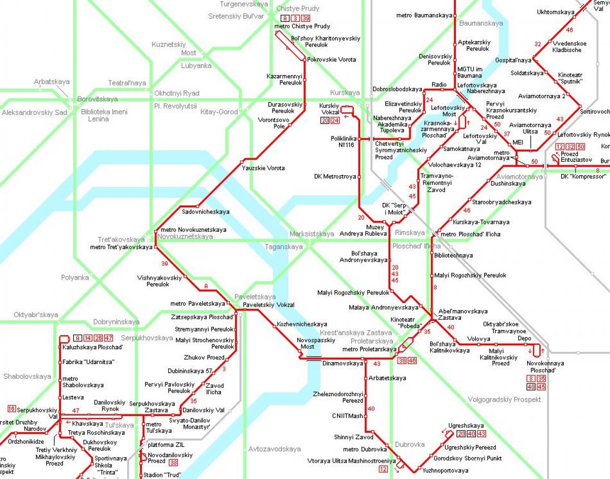 žemėlapis Moskva tramvajų