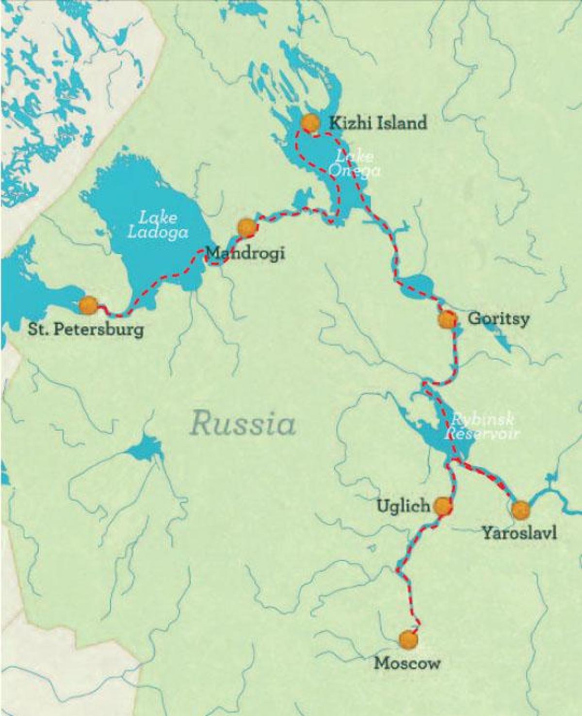 žemėlapis iš Sankt Peterburgo į Maskvą kruizas