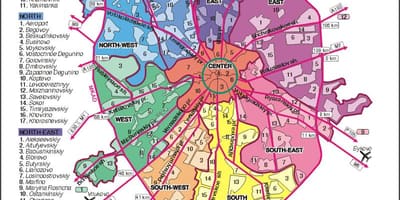 Žemėlapis Maskvos arrondissement